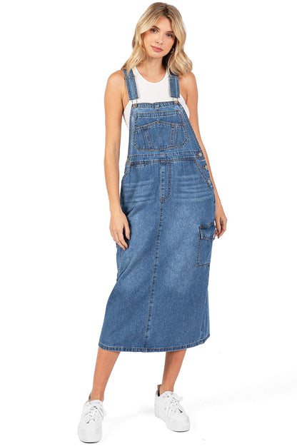 Lana Roux Women's Baggy Maxi Denim Overall Dress