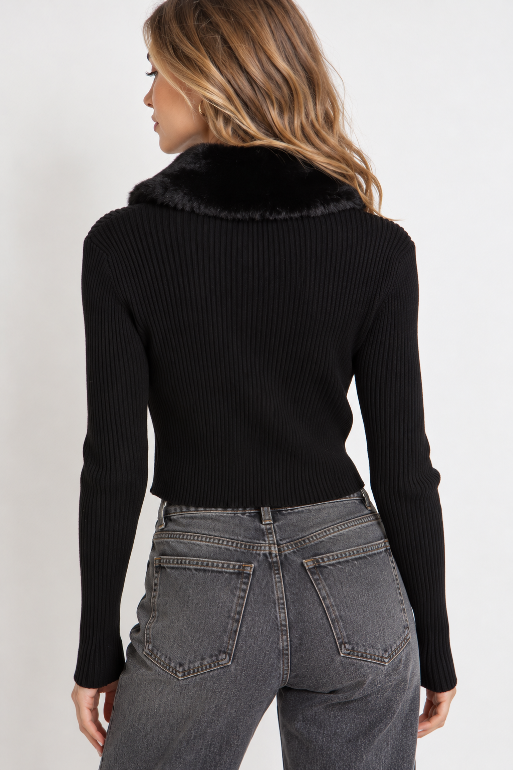 Monroe Faux Fur Collar Cardigan