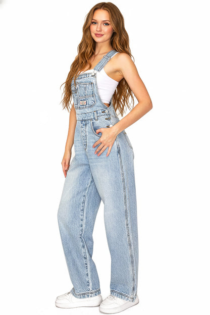 Lana Roux 90s Retro Rigid Denim Overalls