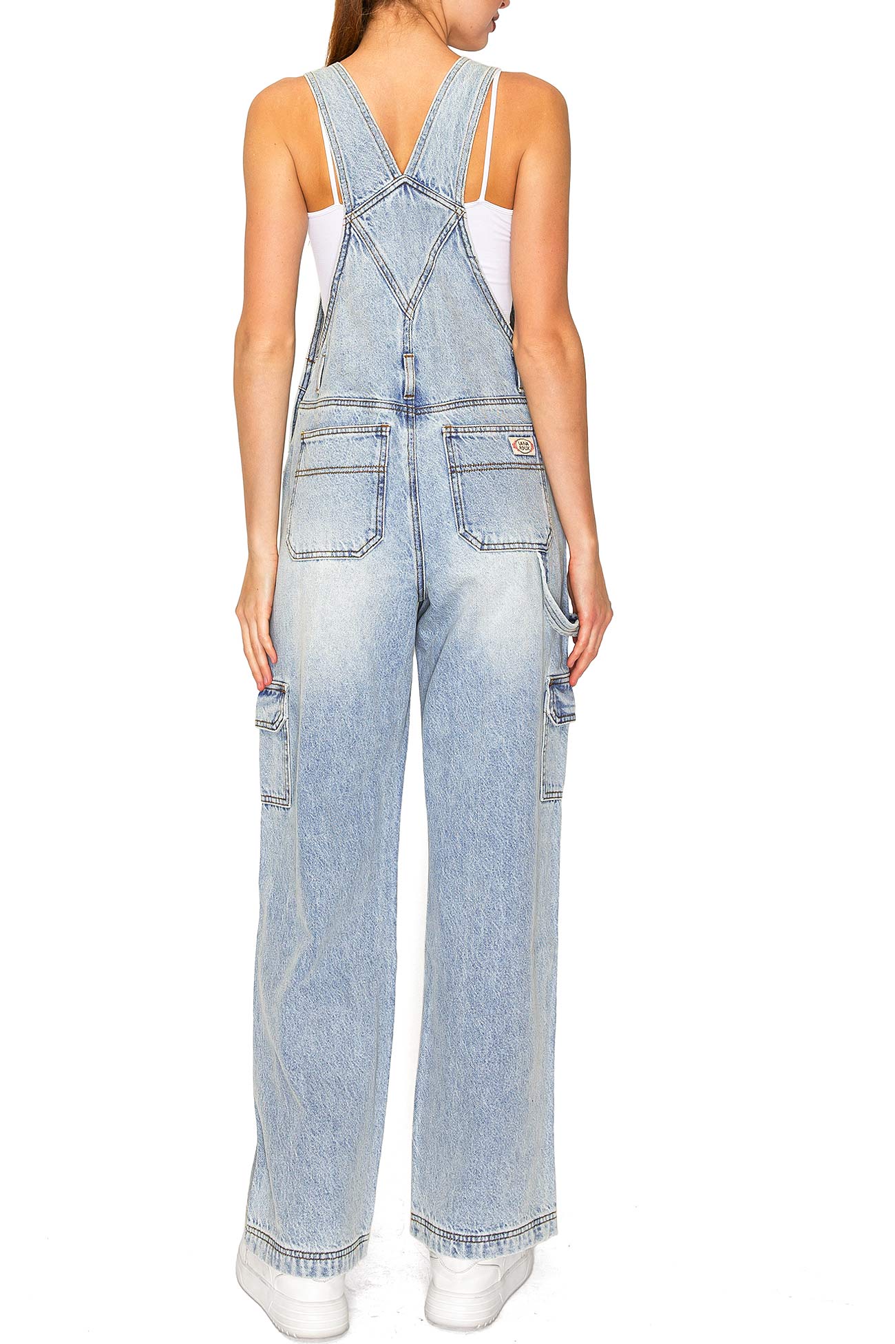 Lana Roux 90s Retro Rigid Denim Cargo Overalls