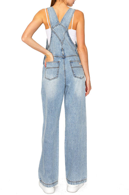 Lana Roux 90s Retro Rigid Denim Overalls