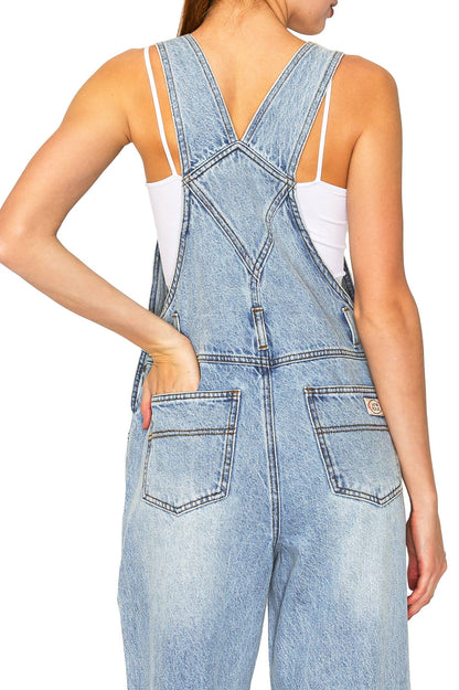 Lana Roux 90s Retro Rigid Denim Overalls