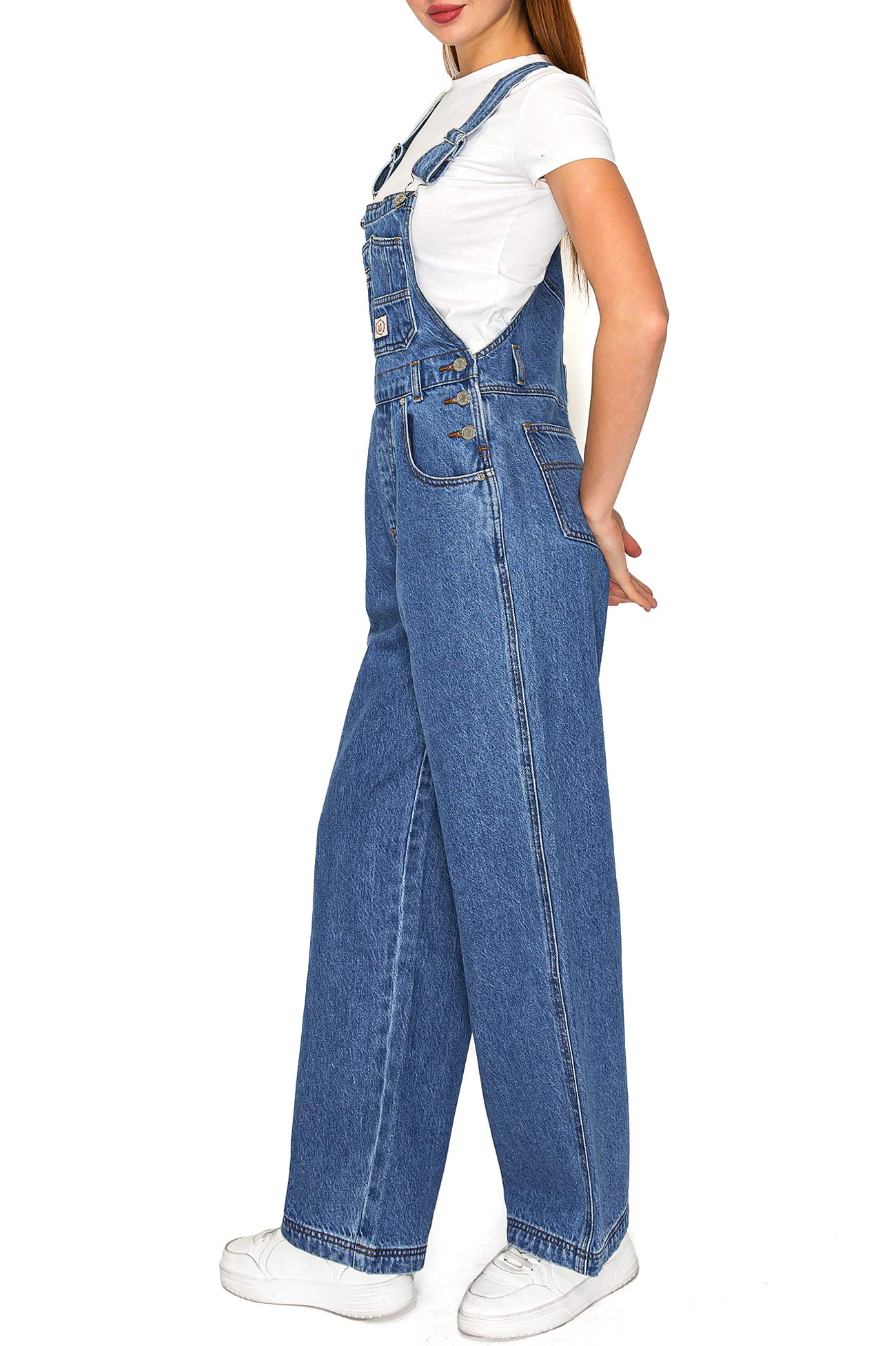 Lana Roux 90s Retro Rigid Denim Overalls