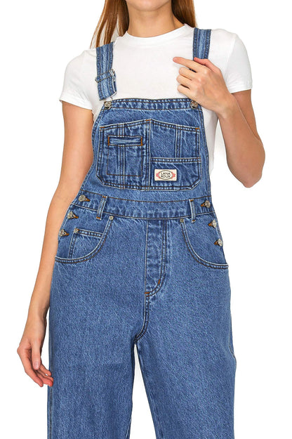 Lana Roux 90s Retro Rigid Denim Overalls