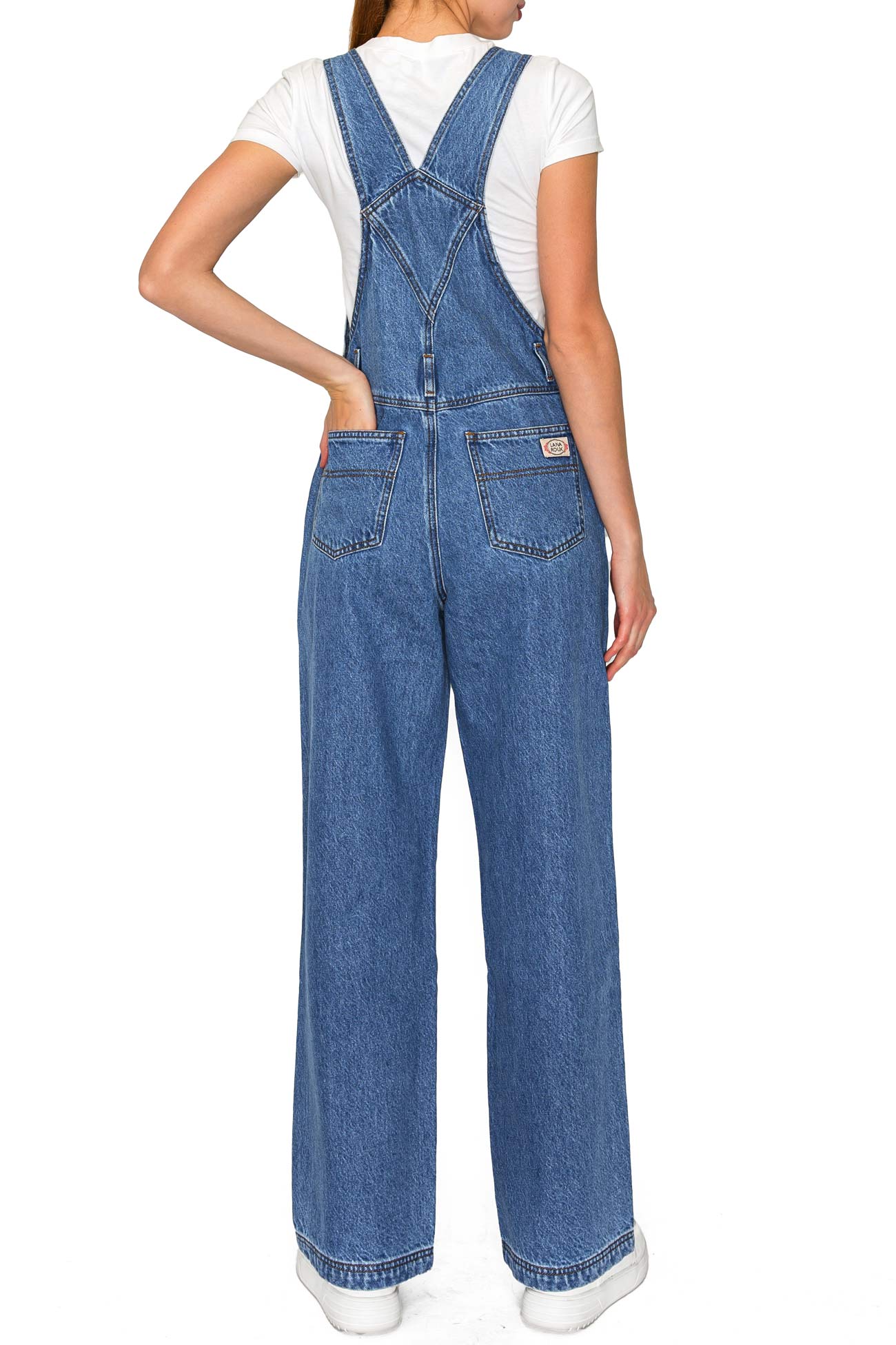 Lana Roux 90s Retro Rigid Denim Overalls