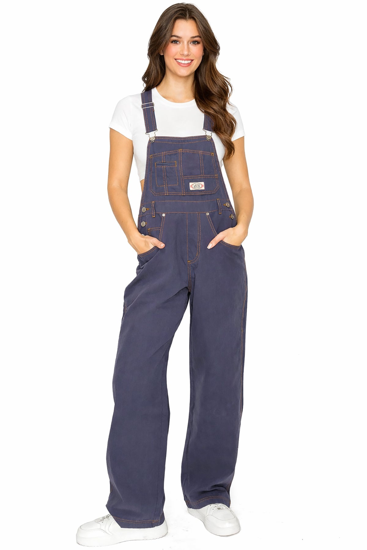 Lana Roux 90s Retro Dungaree Summer Canvas Overalls