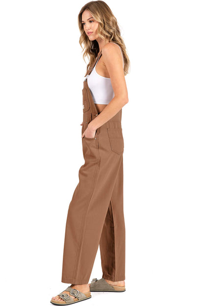 Lana Roux 90s Retro Dungaree Summer Canvas Overalls - Pink Ice