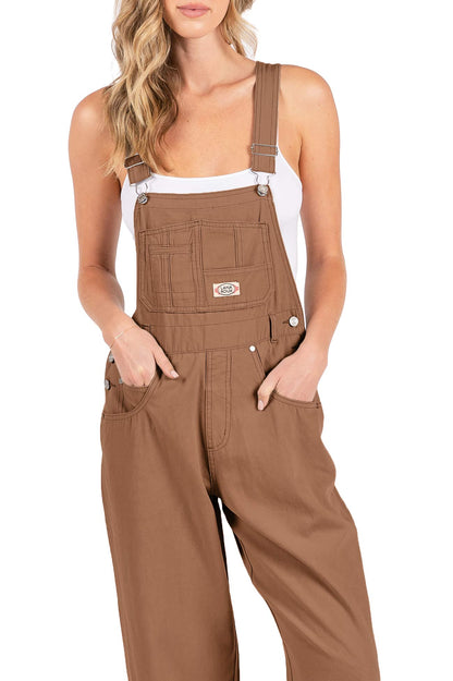 Lana Roux 90s Retro Dungaree Summer Canvas Overalls - Pink Ice