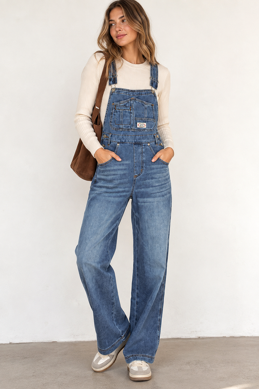 Lana Roux 90s Retro Ultra Soft Stretch Fit Overalls
