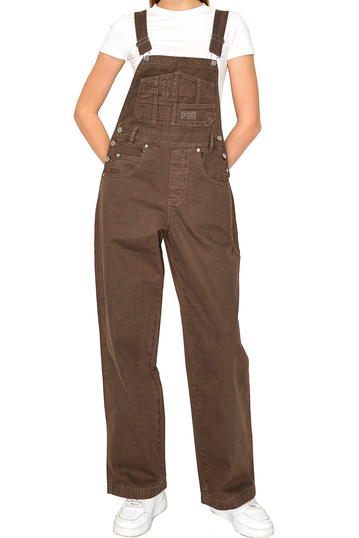 Lana Roux 90s Retro Utility Overdye Twill Overalls – Pink Ice