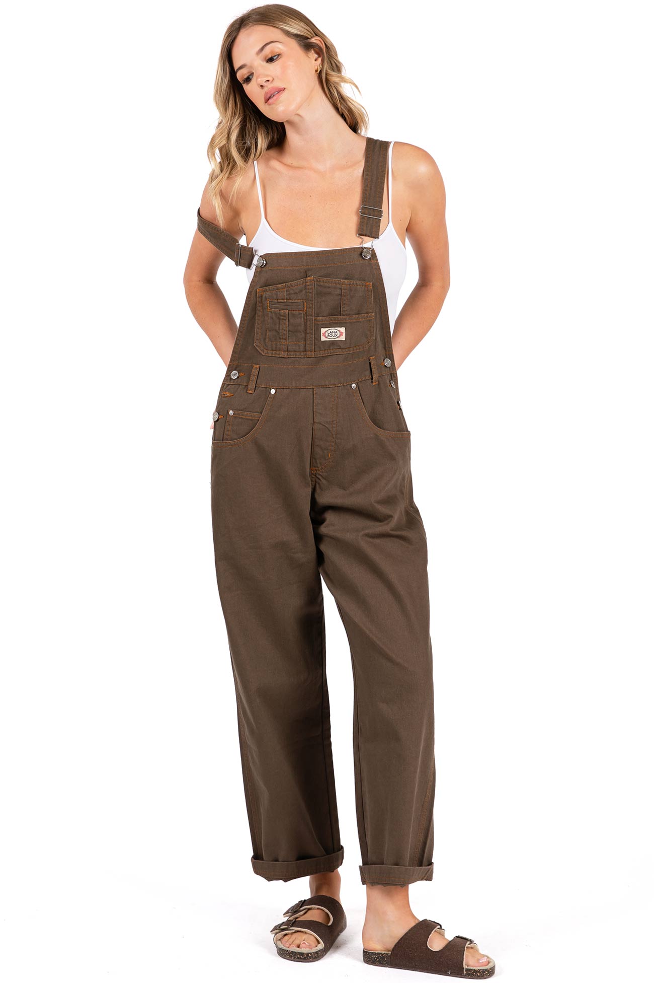 Lana Roux 90s Retro Dungaree Utility Twill Overalls