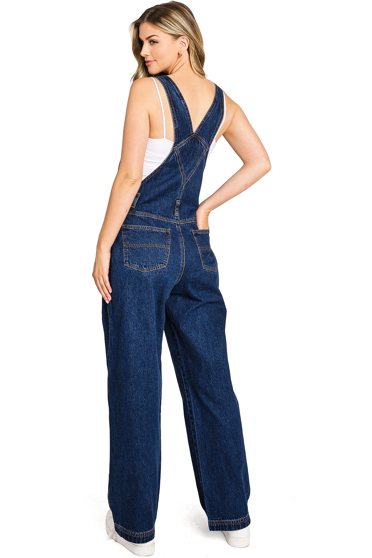 Lana Roux 90s Retro Rigid Denim Overalls - Pink Ice