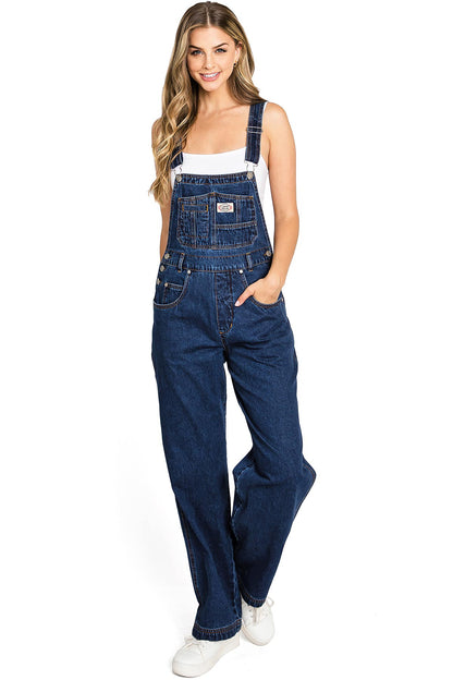 Lana Roux 90s Retro Rigid Denim Overalls - Pink Ice