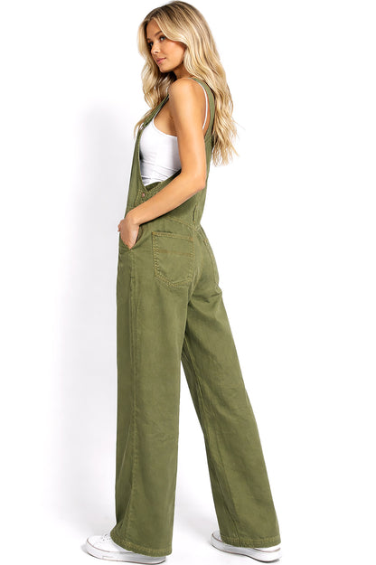 Lana Roux 90s Retro Utility Overdye Twill Overalls - Pink Ice