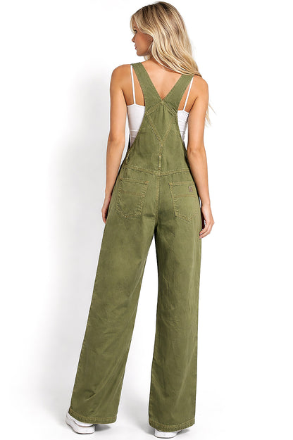 Lana Roux 90s Retro Utility Overdye Twill Overalls - Pink Ice