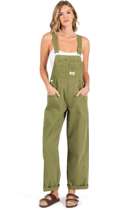 Lana Roux 90s Retro Dungaree Utility Twill Overalls - Pink Ice