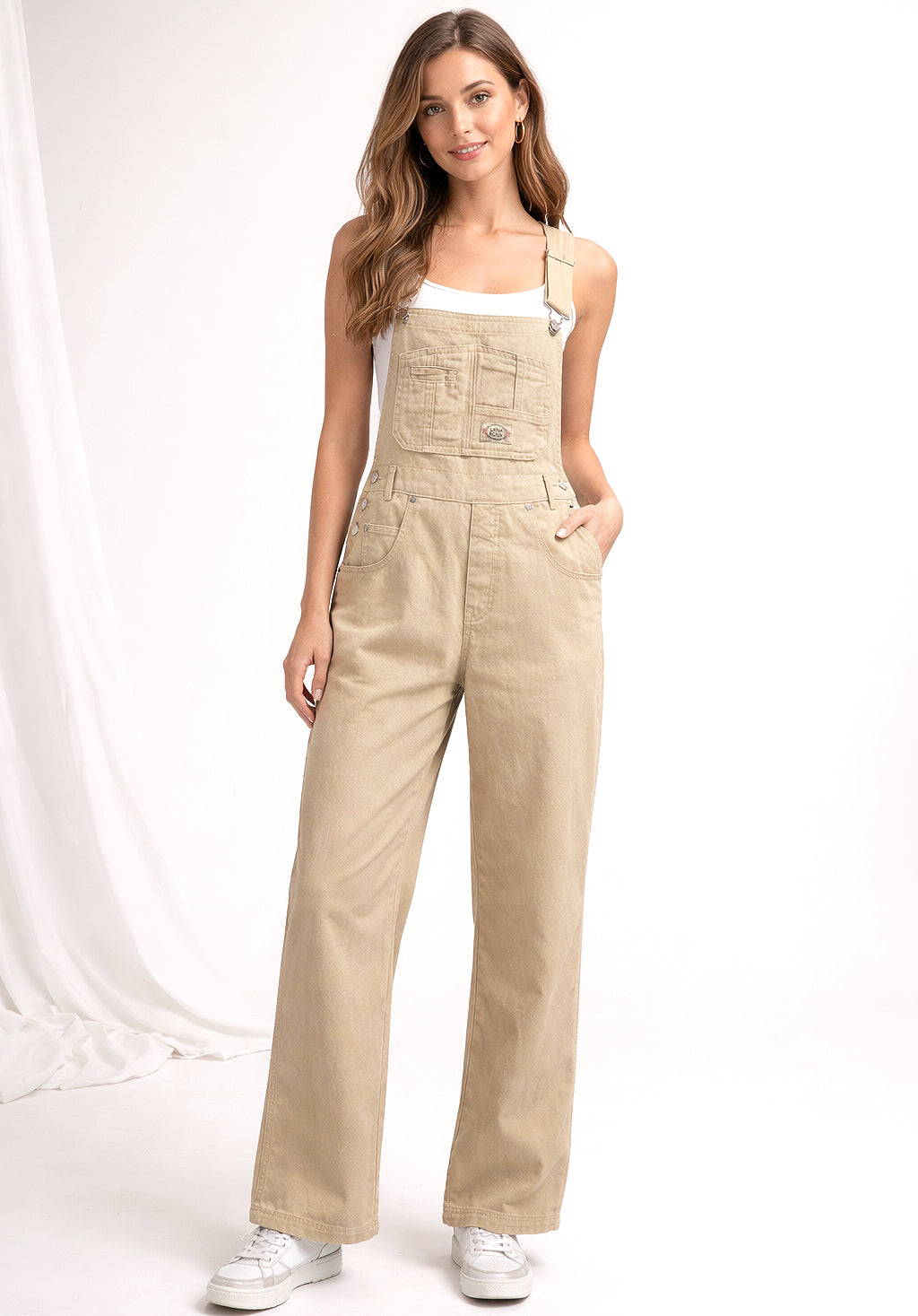 Lana Roux 90s Retro Utility Overdye Twill Overalls - Pink Ice