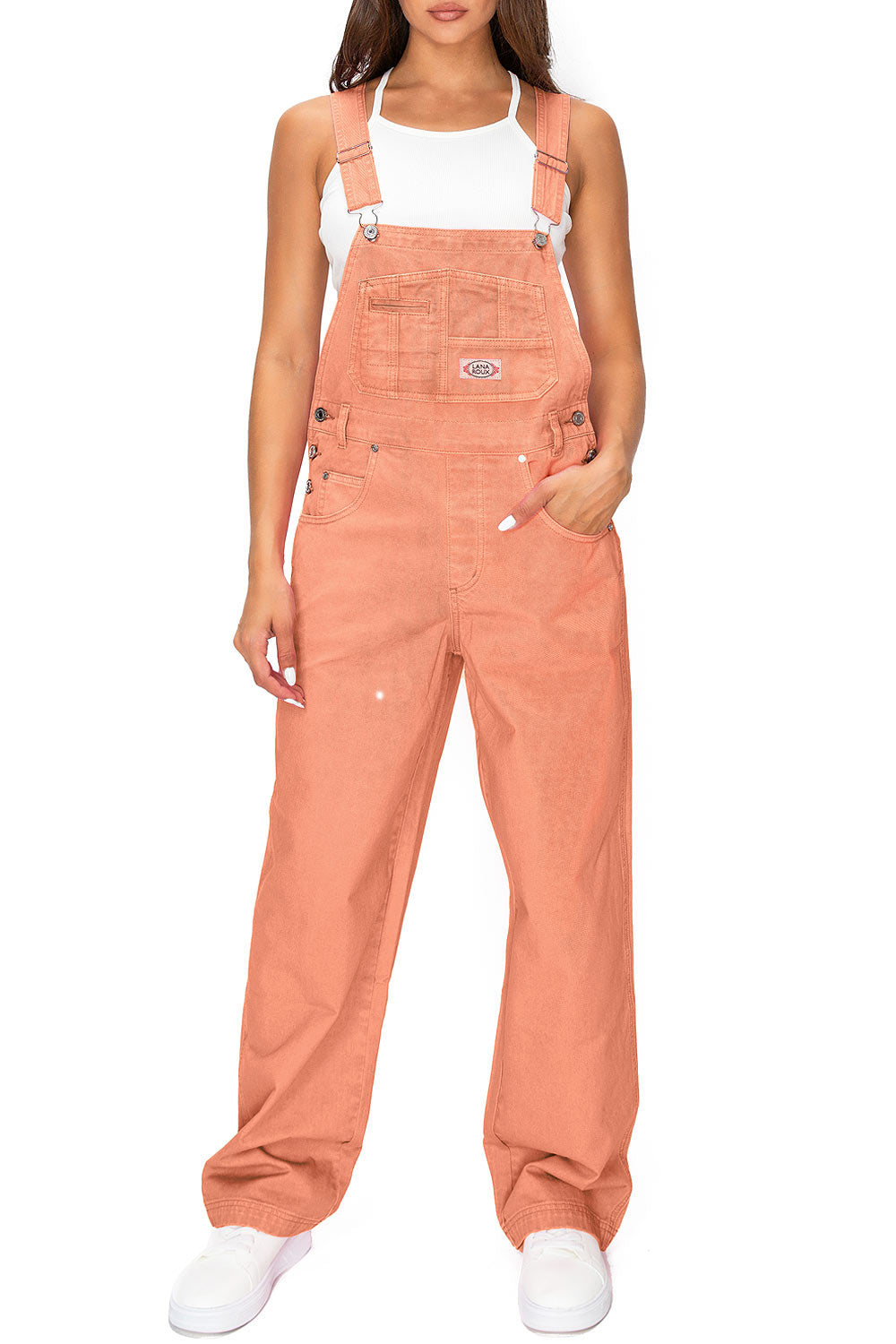 Lana Roux 90s Retro Utility Garment Dye Cotton Overalls
