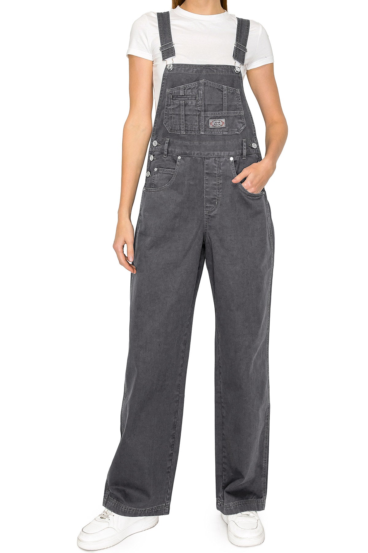 Lana Roux 90s Retro Utility Garment Dye Cotton Overalls