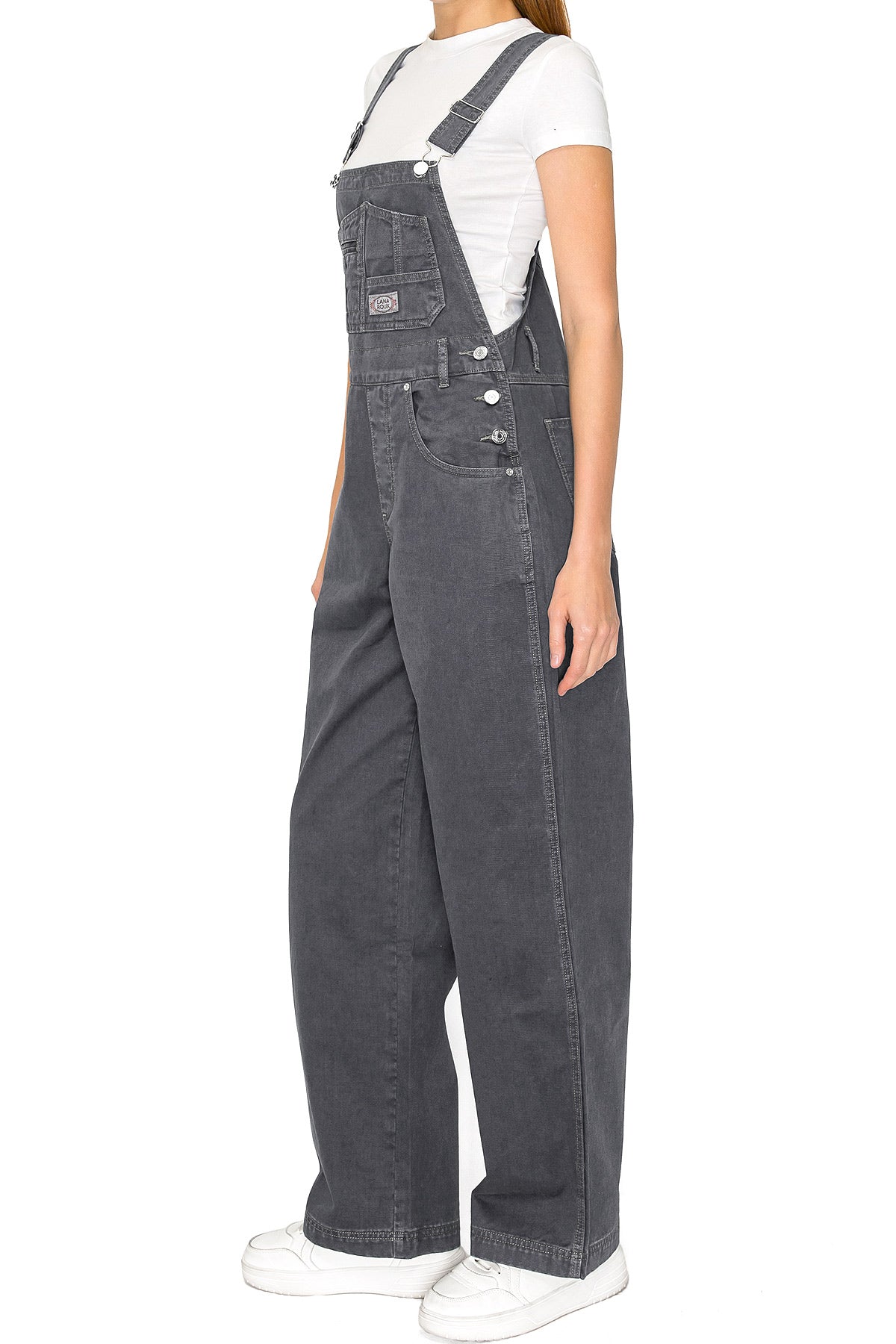 Lana Roux 90s Retro Utility Garment Dye Cotton Overalls