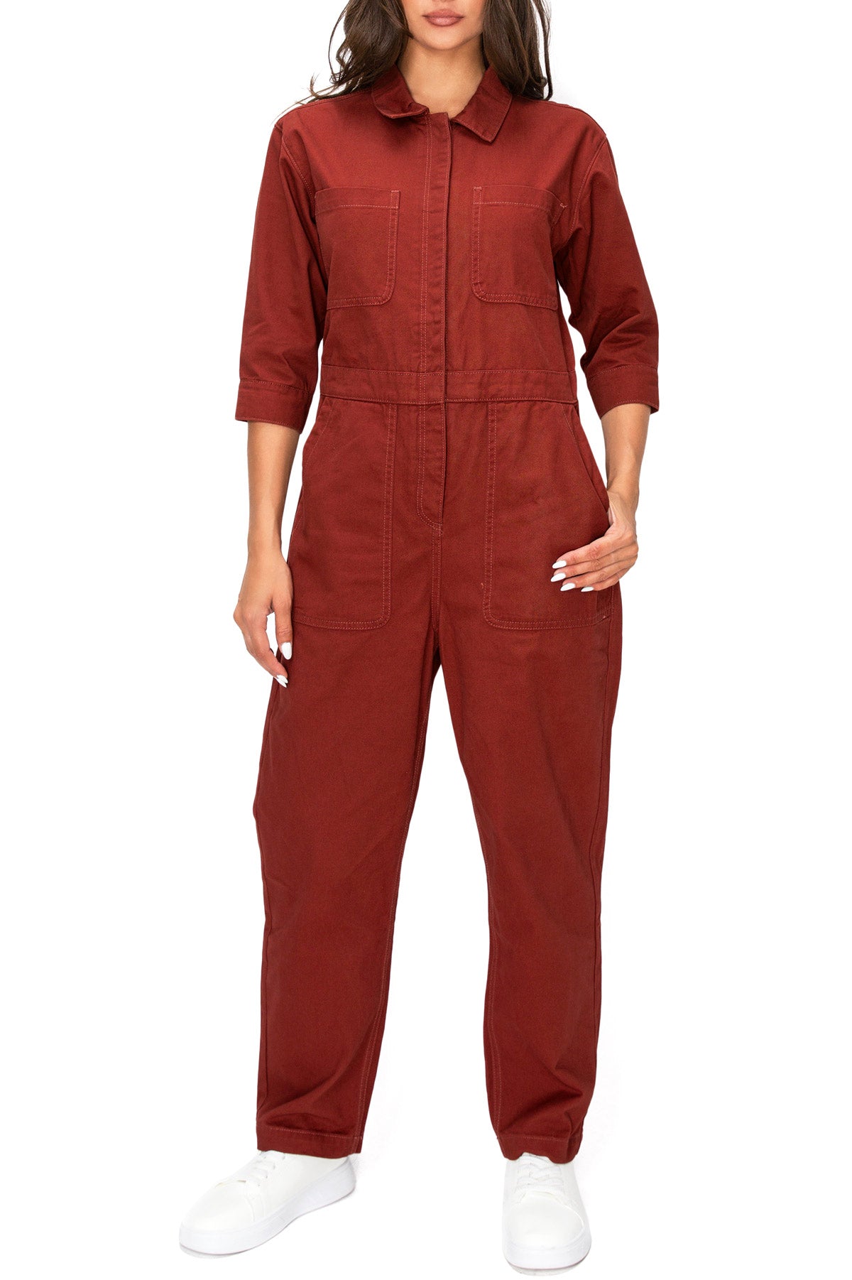 Lana Roux Coverall Aviator Jumpsuit - Pink Ice