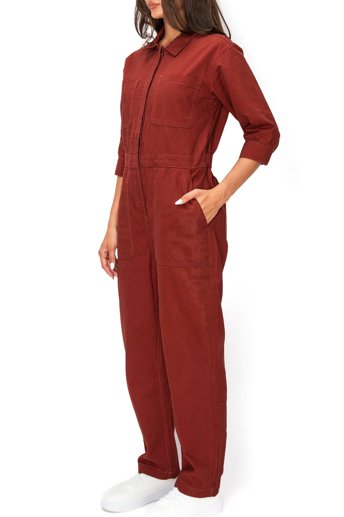 Lana Roux Coverall Aviator Jumpsuit - Pink Ice