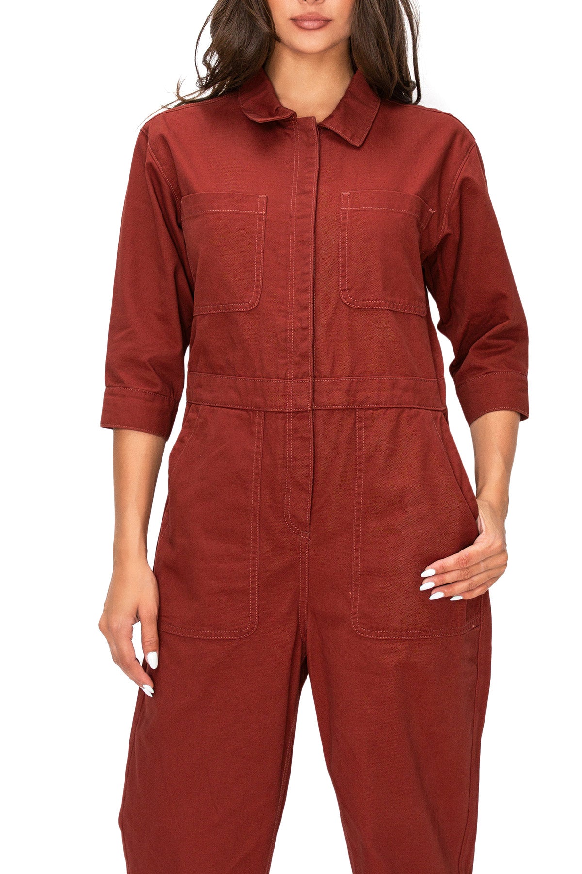 Lana Roux Coverall Aviator Jumpsuit - Pink Ice