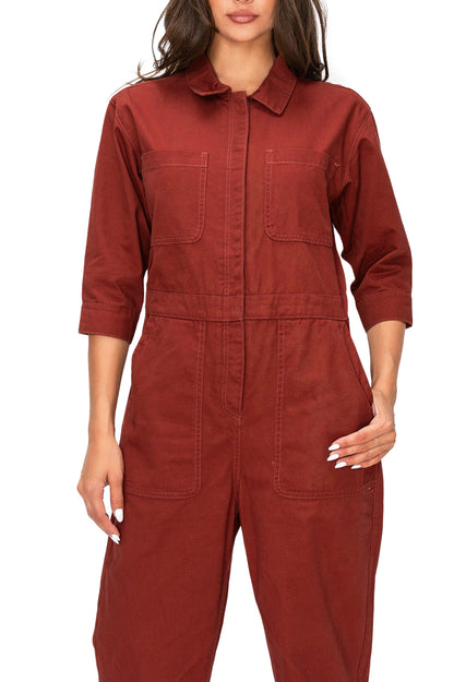 Lana Roux Coverall Aviator Jumpsuit - Pink Ice