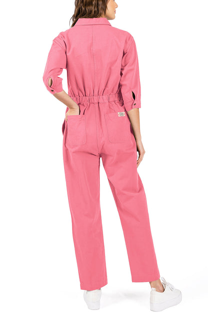 Lana Roux Coverall Aviator Jumpsuit - Pink Ice