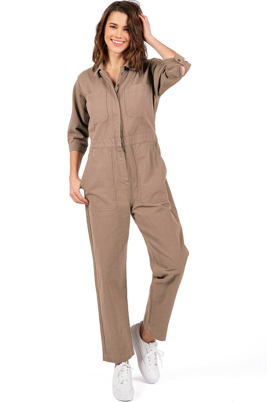 Lana Roux Coverall Aviator Jumpsuit - Pink Ice