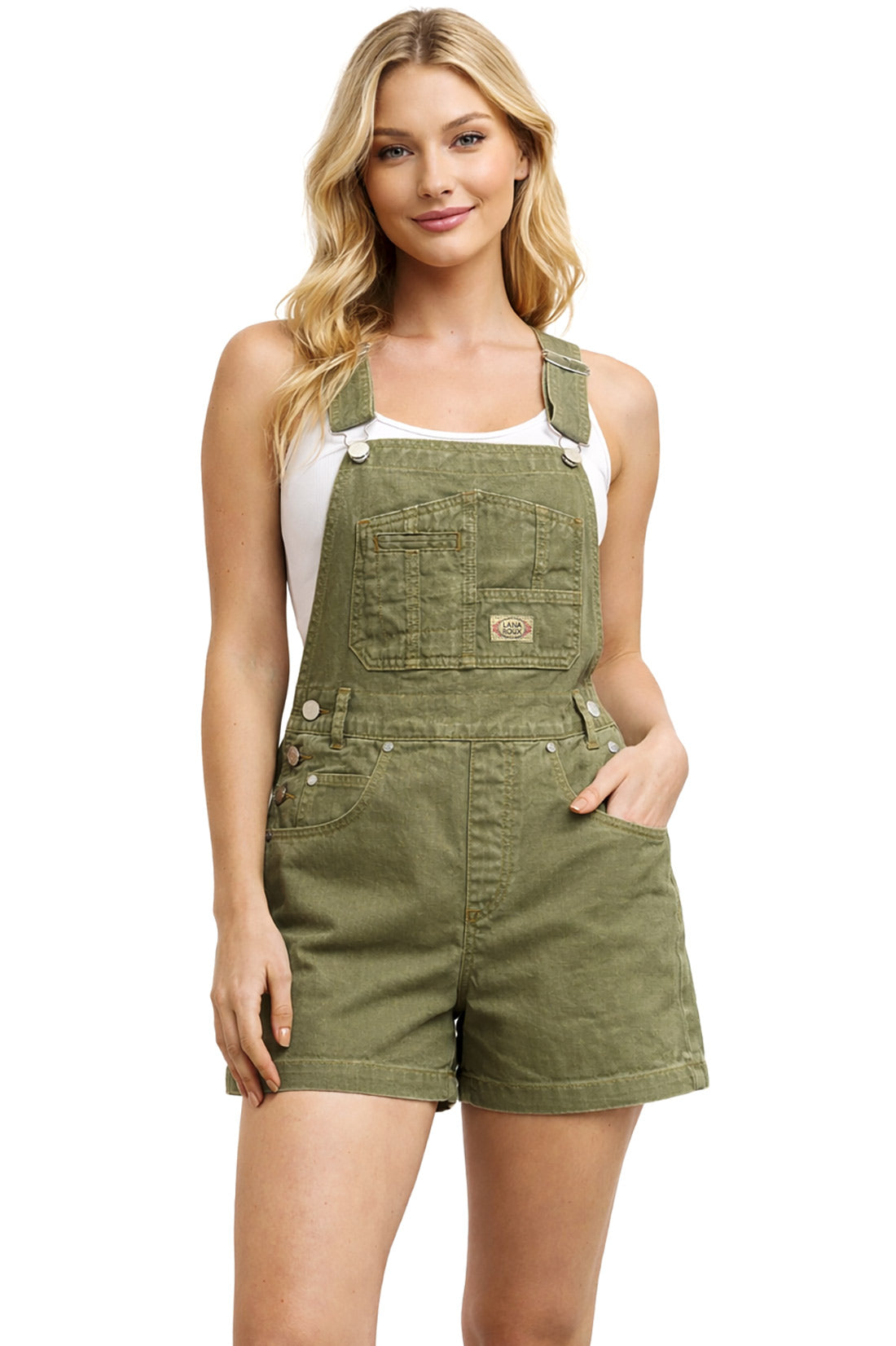 Lana Roux 90s Retro Vintage Dyed Short Overalls - Pink Ice