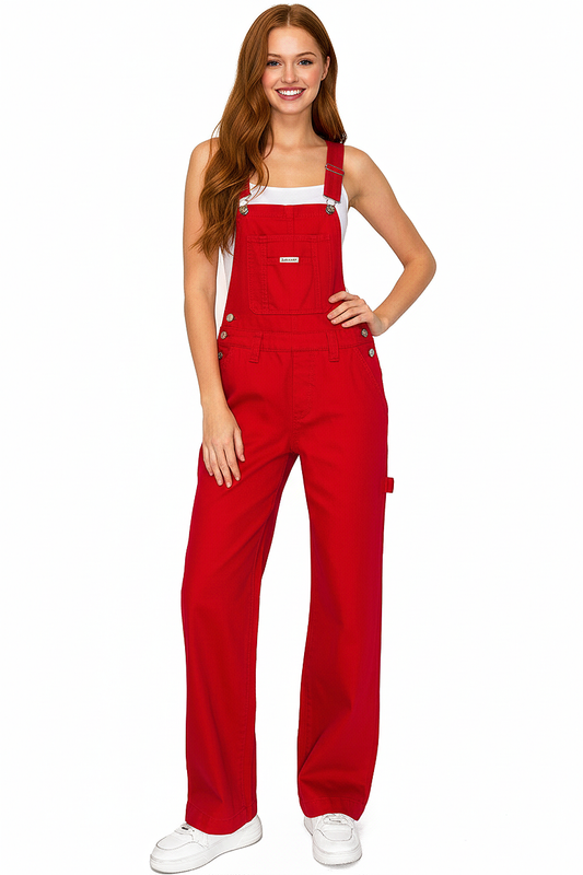 Lana Roux Low Rise Straight Leg Denim Overalls