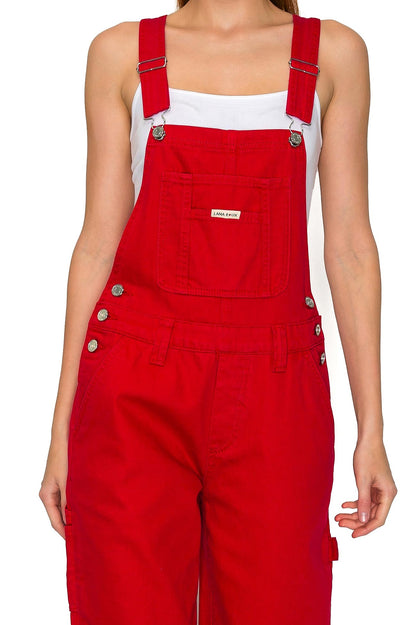 Lana Roux Low Rise Straight Leg Denim Overalls