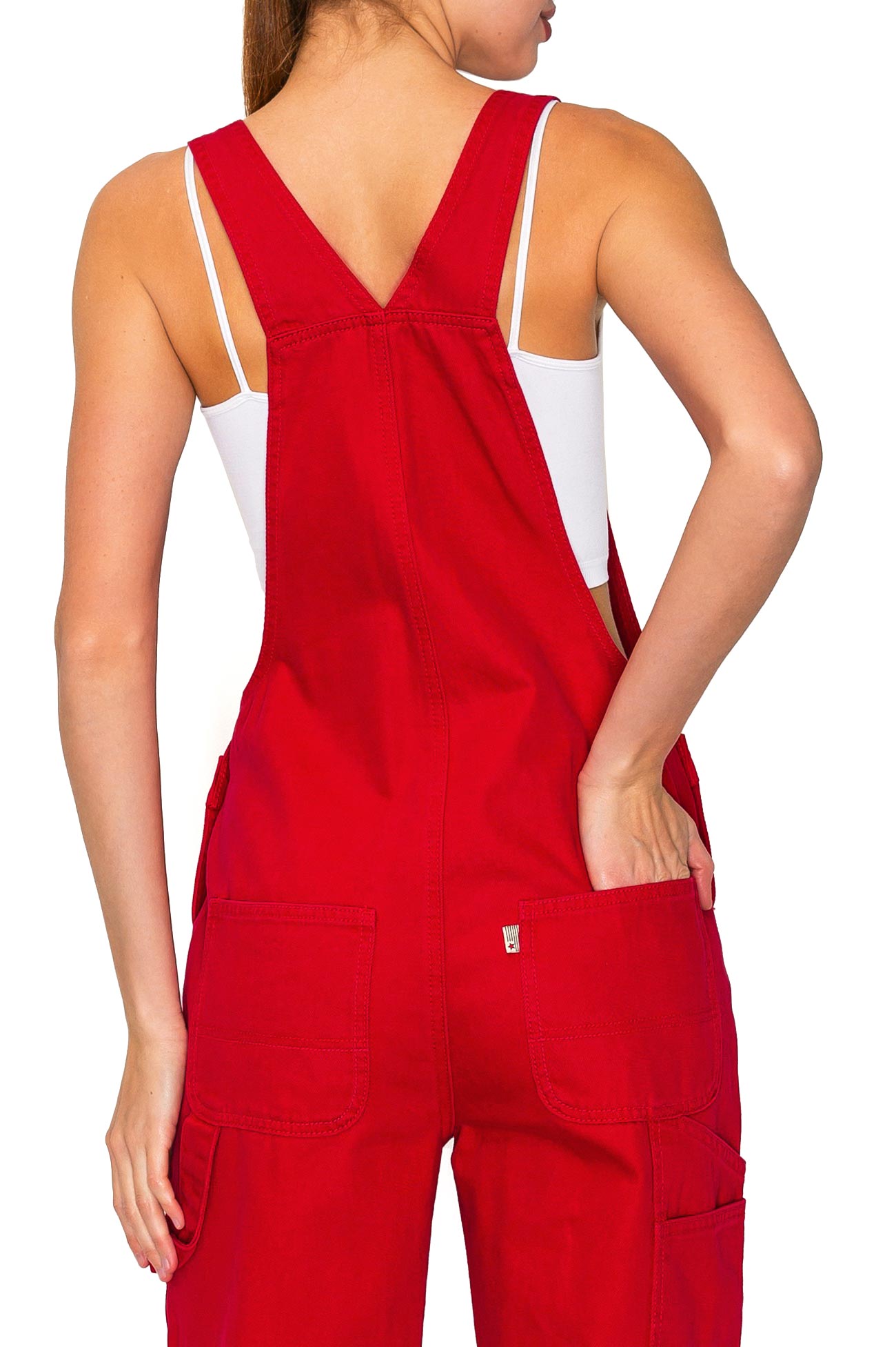 Lana Roux Low Rise Straight Leg Denim Overalls