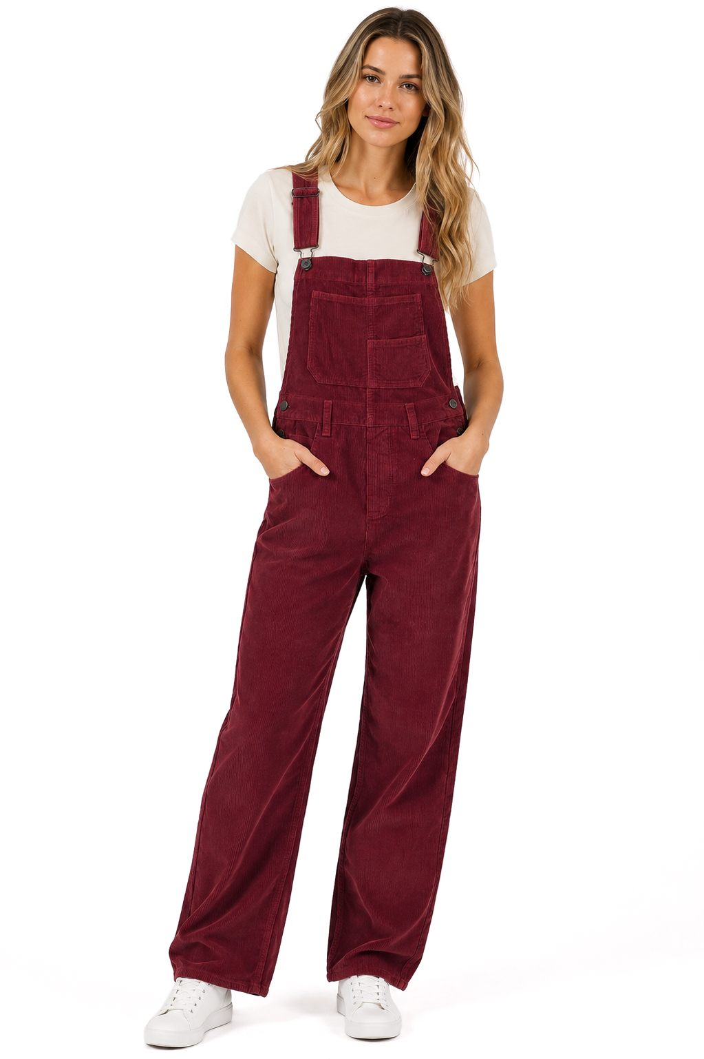 Lana Roux Relaxed Corduroy Boyfriend Overalls - Pink Ice
