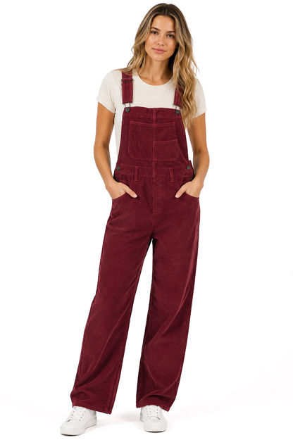 Lana Roux Relaxed Corduroy Boyfriend Overalls - Pink Ice