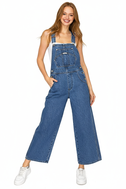 Lana Roux Cropped Wide Leg Overalls