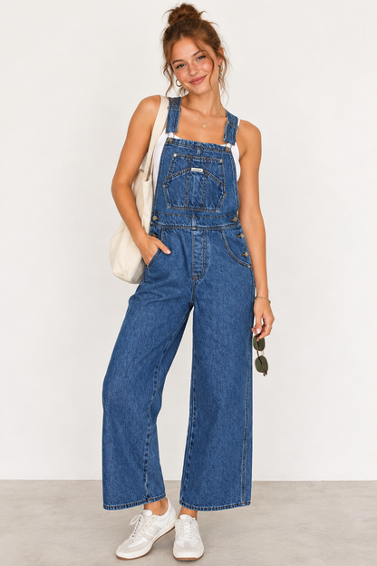 Lana Roux Cropped Wide Leg Overalls - Pink Ice