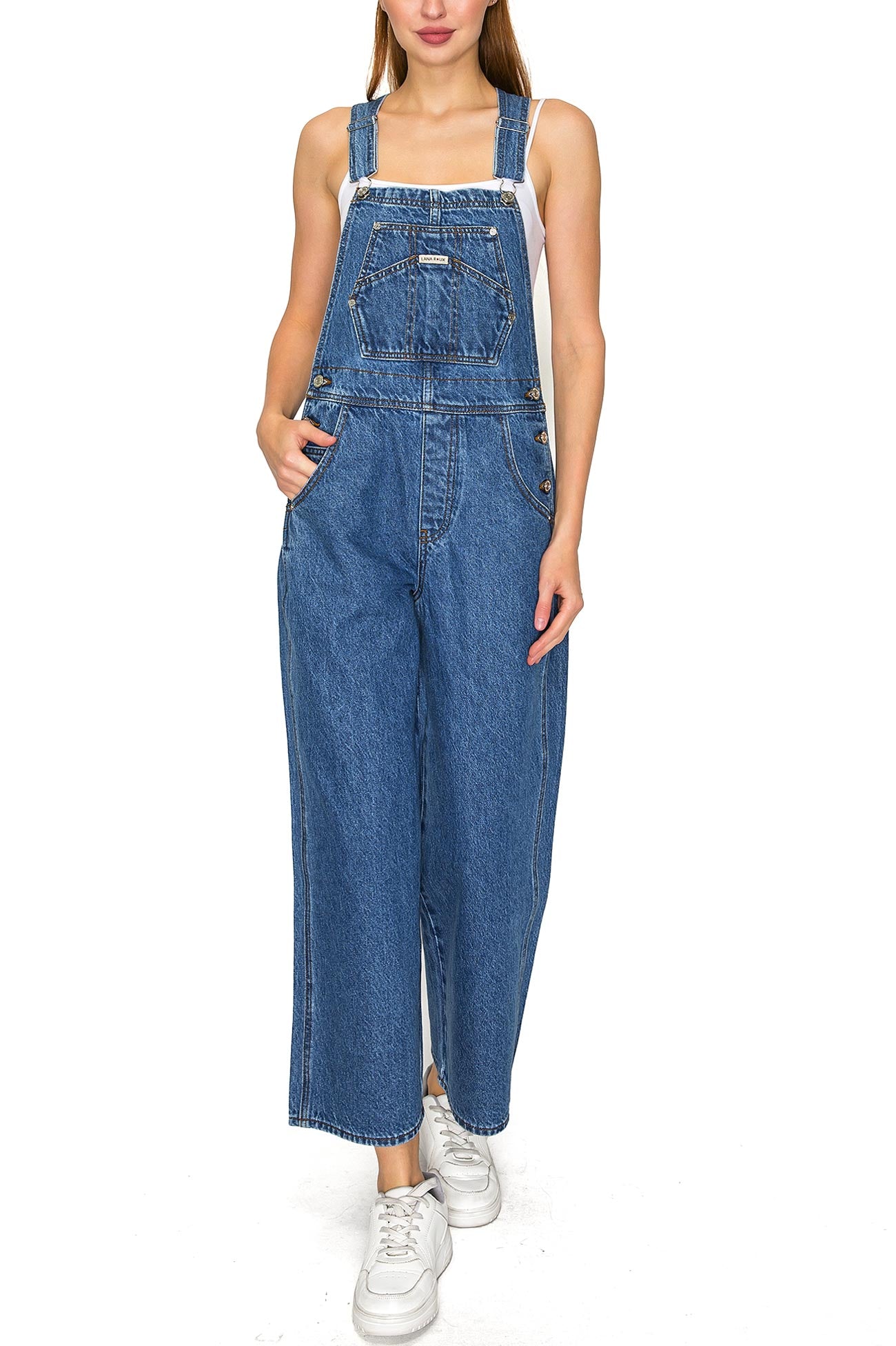 Lana Roux Cropped Wide Leg Overalls