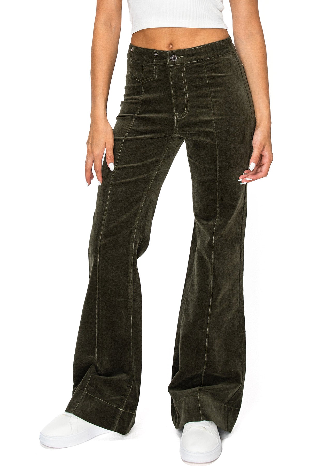 Lana Roux Jonie Pintuck Corduroy Flares - Pink Ice