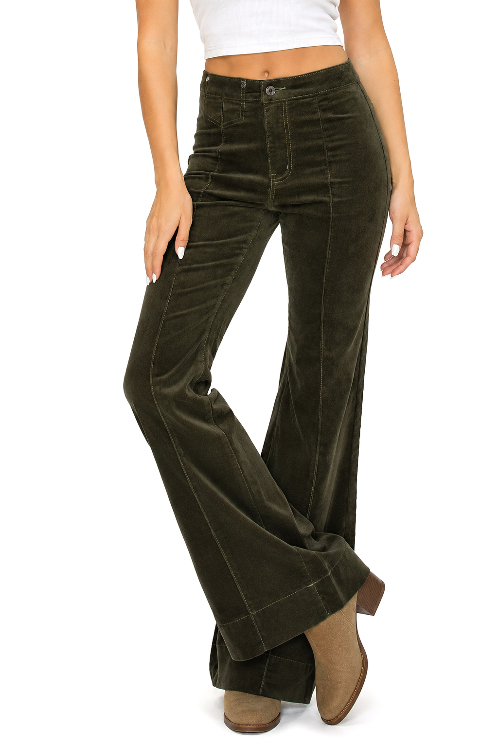 Lana Roux Jonie Pintuck Corduroy Flares - Pink Ice