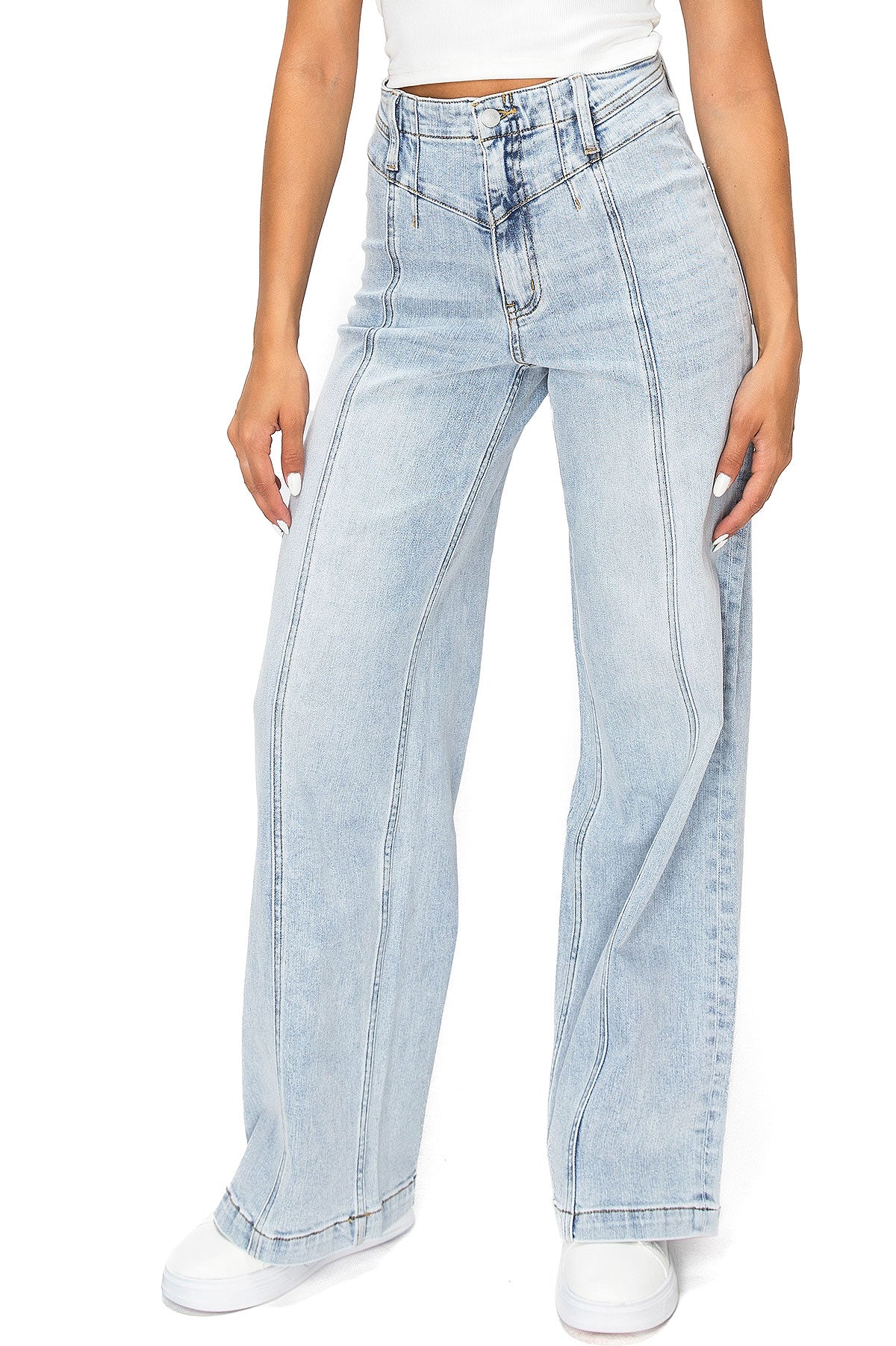 Lana Roux Center Seam High Rise Wide-Leg Jeans