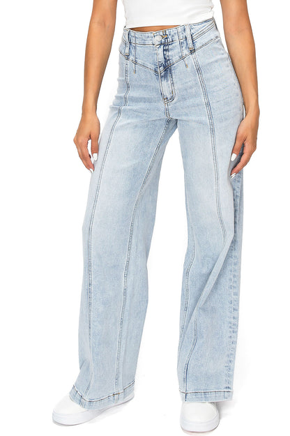 Lana Roux Center Seam High Rise Wide-Leg Jeans
