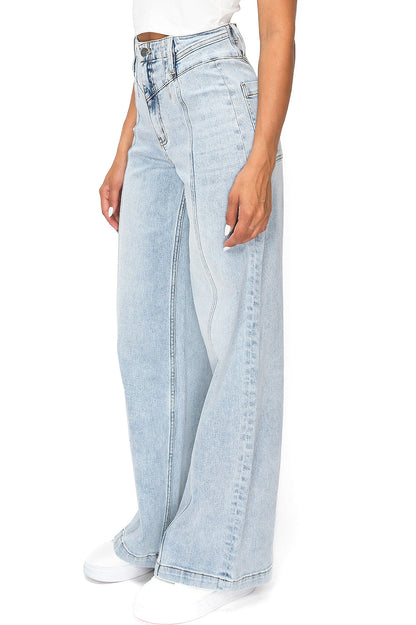 Lana Roux Center Seam High Rise Wide-Leg Jeans