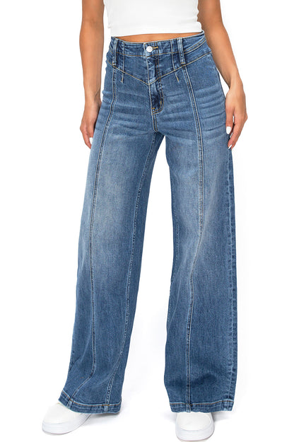 Lana Roux Center Seam High Rise Wide-Leg Jeans