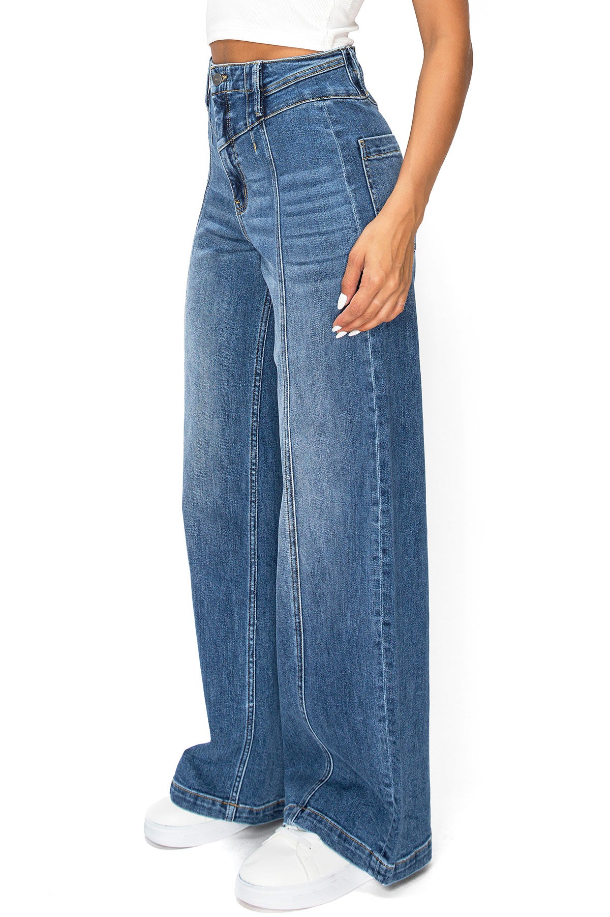 Lana Roux Center Seam High Rise Wide-Leg Jeans