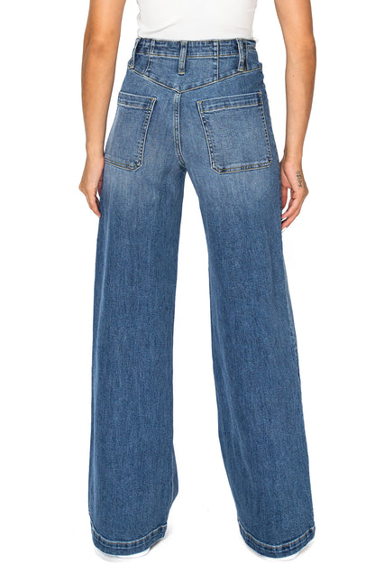 Lana Roux Center Seam High Rise Wide-Leg Jeans