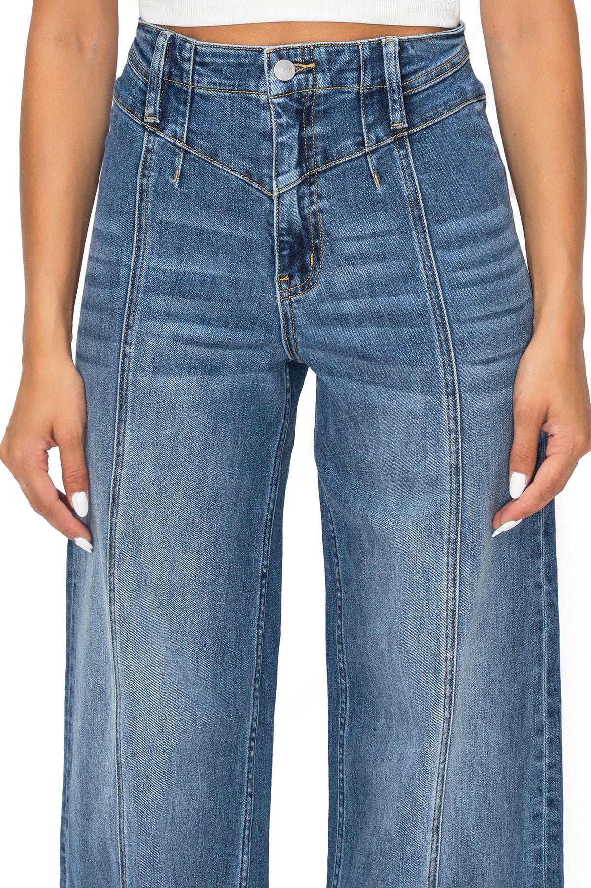 Lana Roux Center Seam High Rise Wide-Leg Jeans