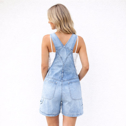 Relay Denim Shortalls - Pink Ice