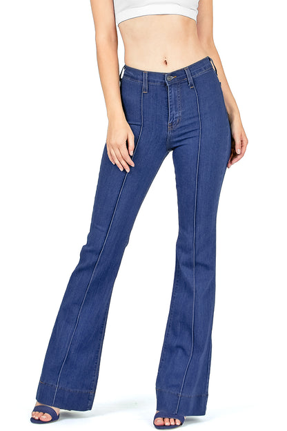 Pin Tuck Bell Bottom Jeans